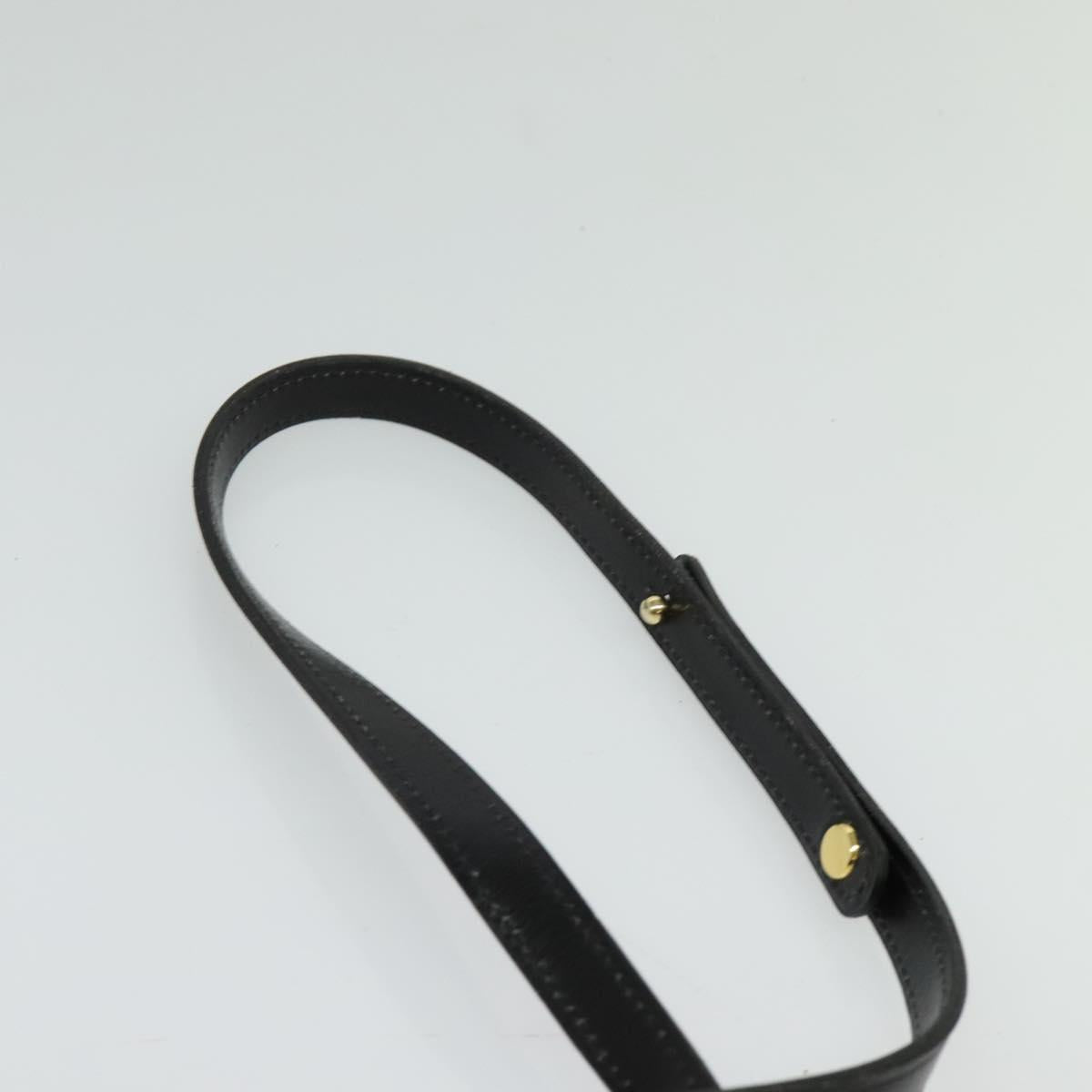 Christian Dior Shoulder Bag Leather Black Gold Auth BA3321