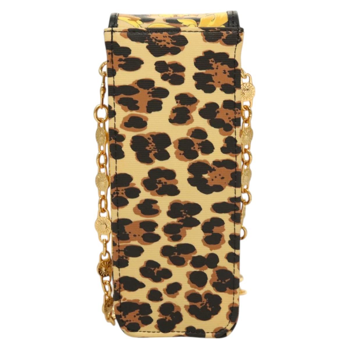 Gianni Versace Shoulder Pouch PVC Leather Yellow Gold Auth BA3323