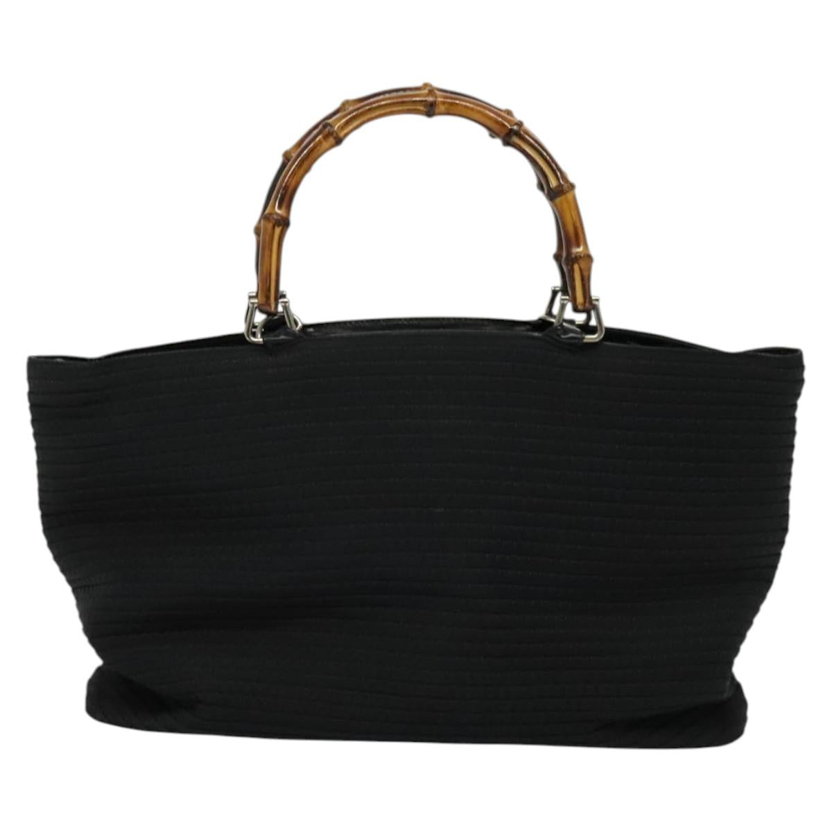 GUCCI Bamboo Hand Bag Canvas 2way Black Silver 002 2058 0439 5 Auth BA3352