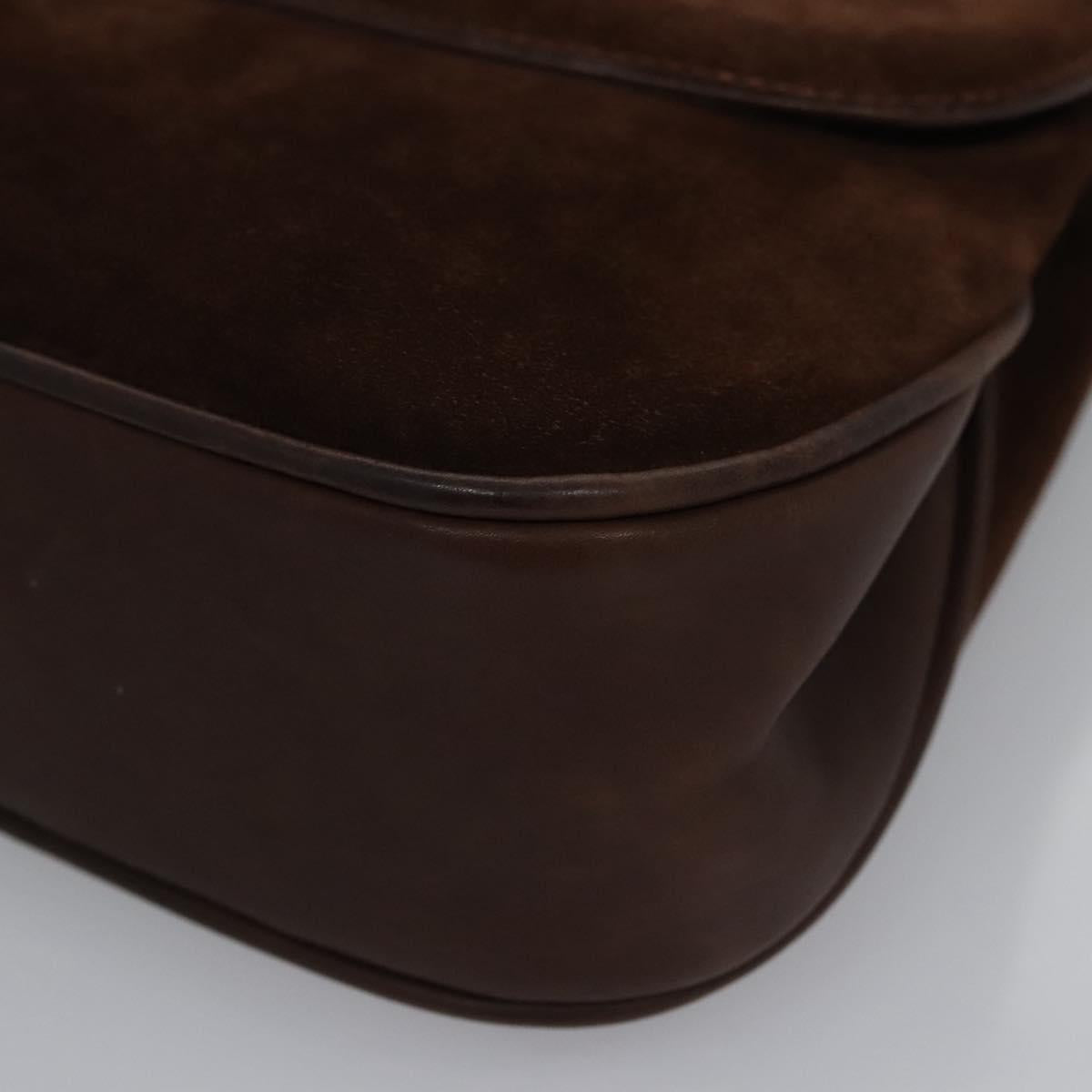 GUCCI Hand Bag Suede Brown Auth BA337