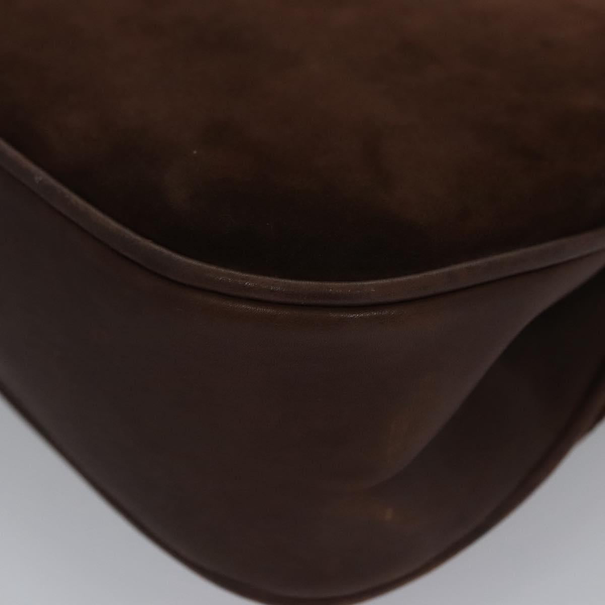 GUCCI Hand Bag Suede Brown Auth BA337