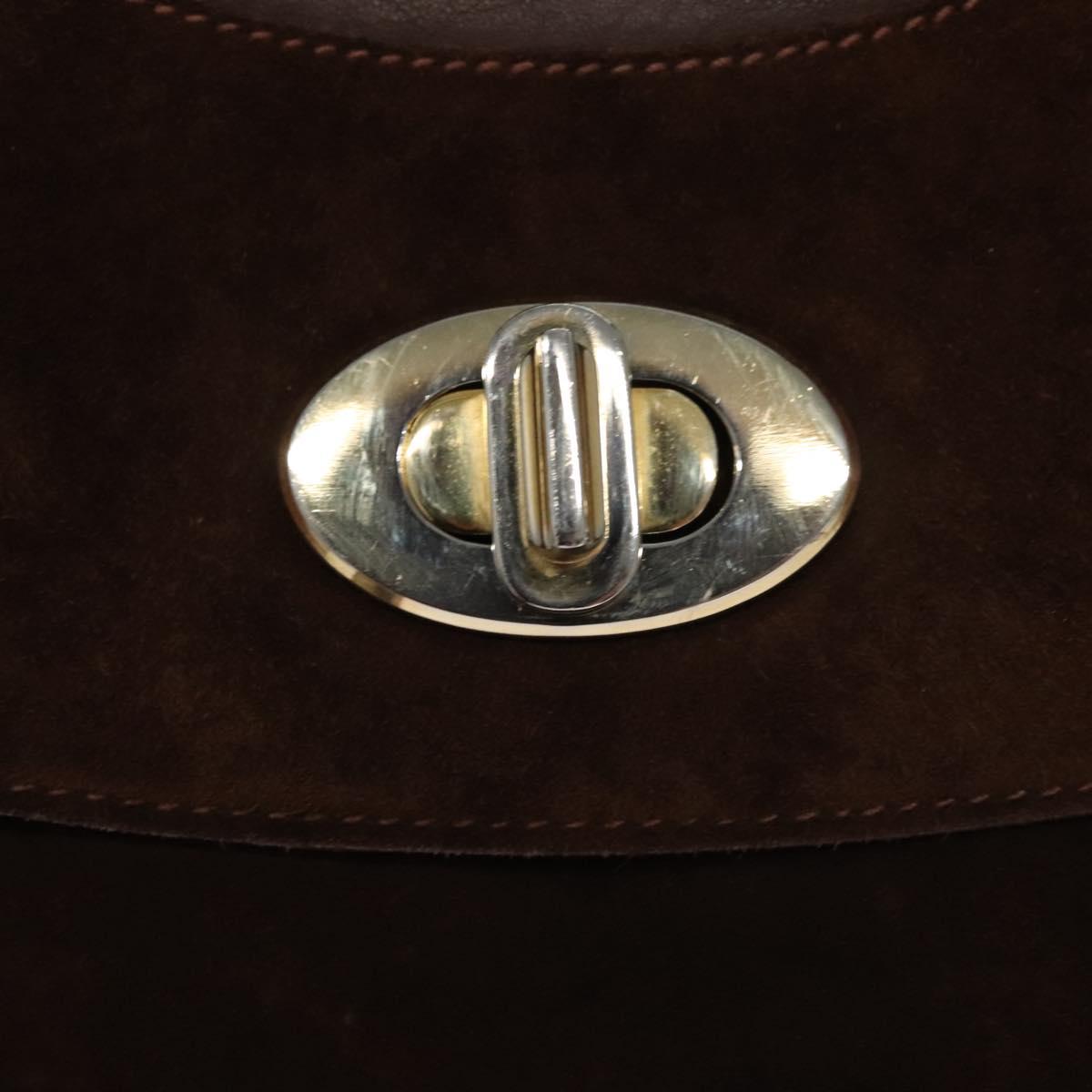 GUCCI Hand Bag Suede Brown Auth BA337