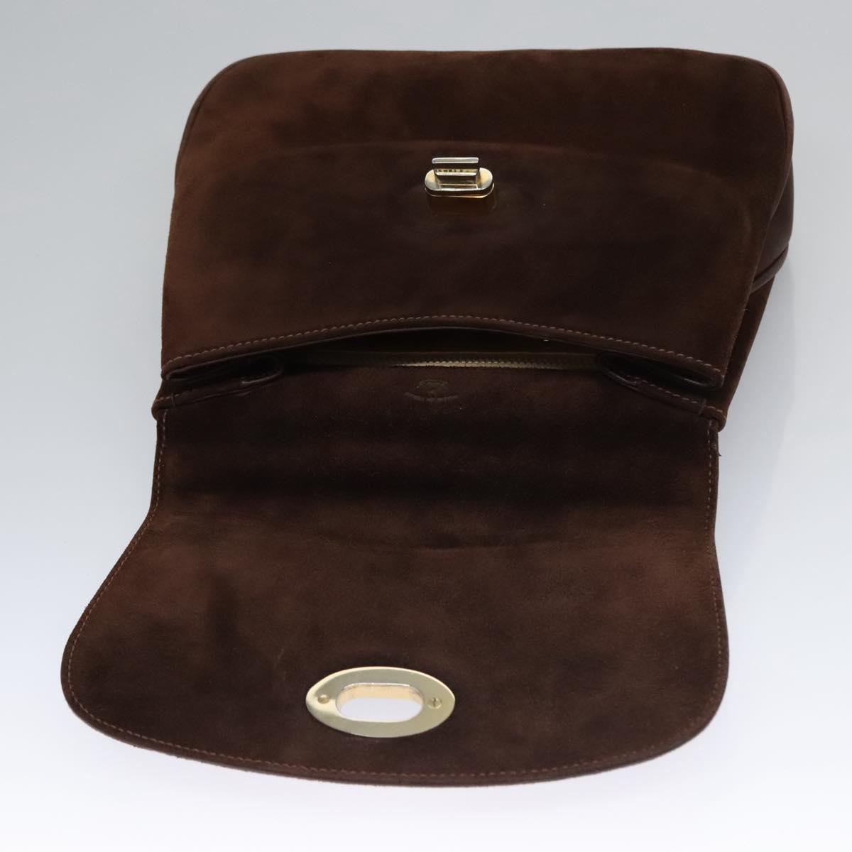 GUCCI Hand Bag Suede Brown Auth BA337