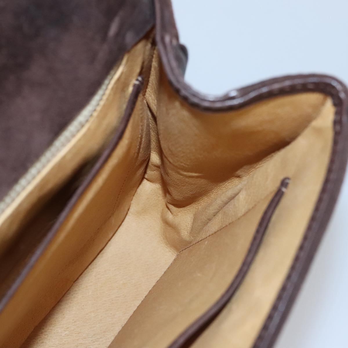 GUCCI Hand Bag Suede Brown Auth BA337