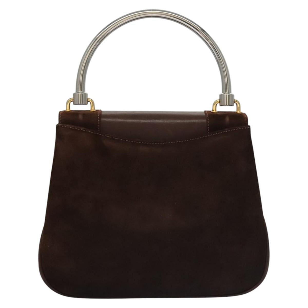 GUCCI Hand Bag Suede Brown Auth BA337
