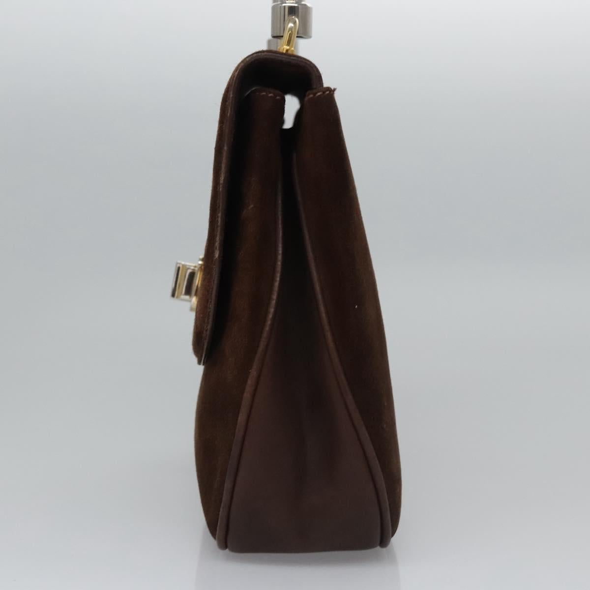GUCCI Hand Bag Suede Brown Auth BA337