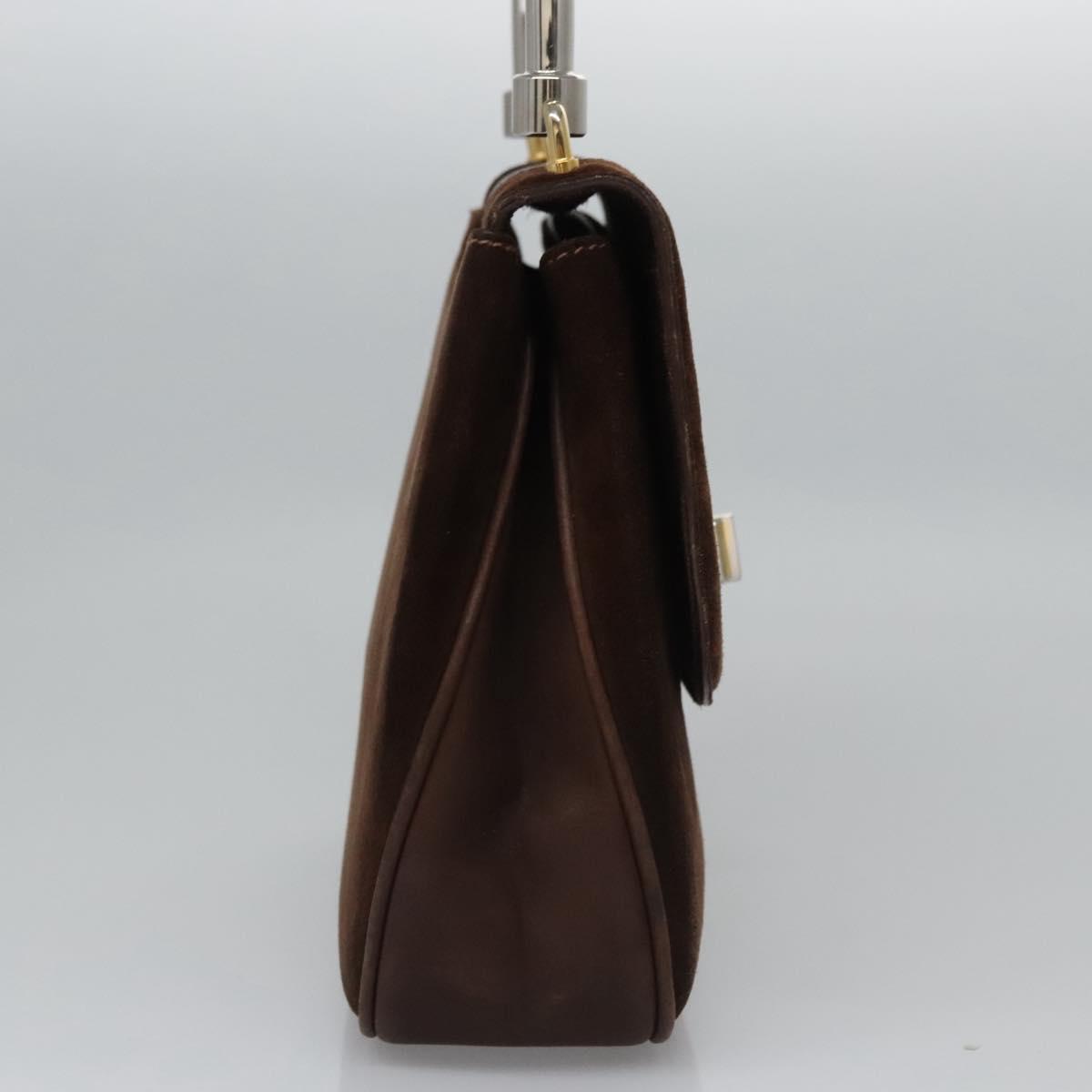 GUCCI Hand Bag Suede Brown Auth BA337