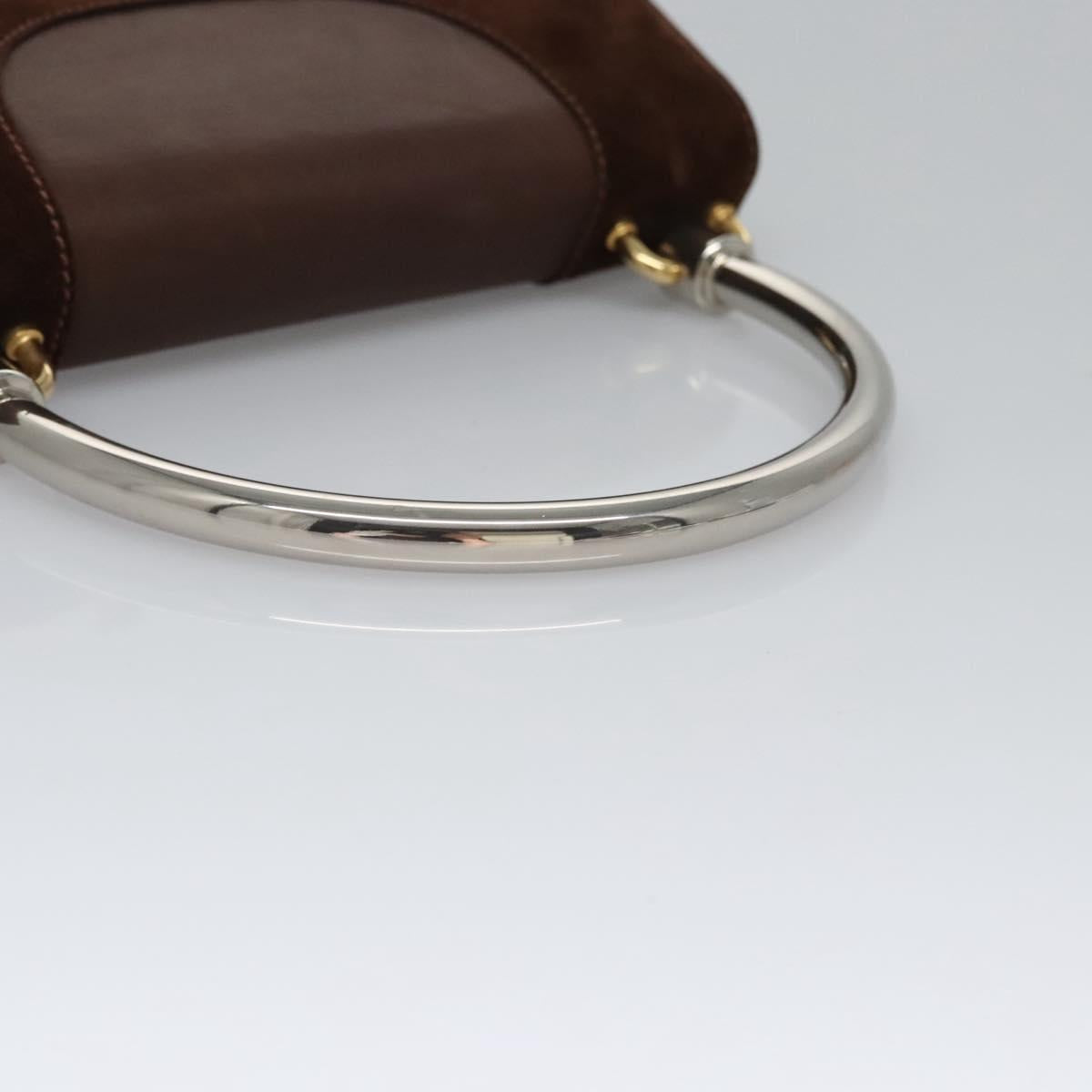 GUCCI Hand Bag Suede Brown Auth BA337