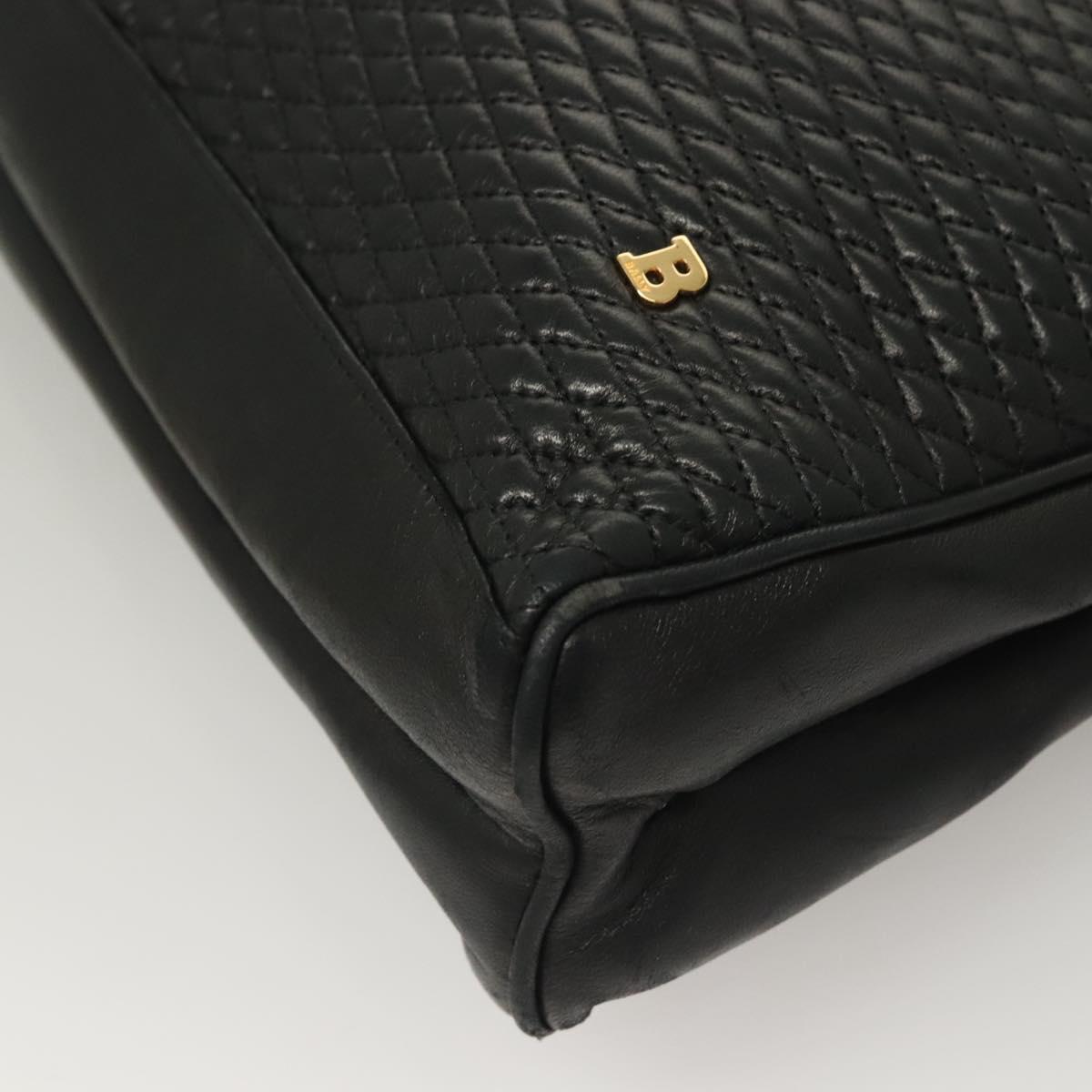 BALLY Tote Bag Leather Black Gold Auth BA3412