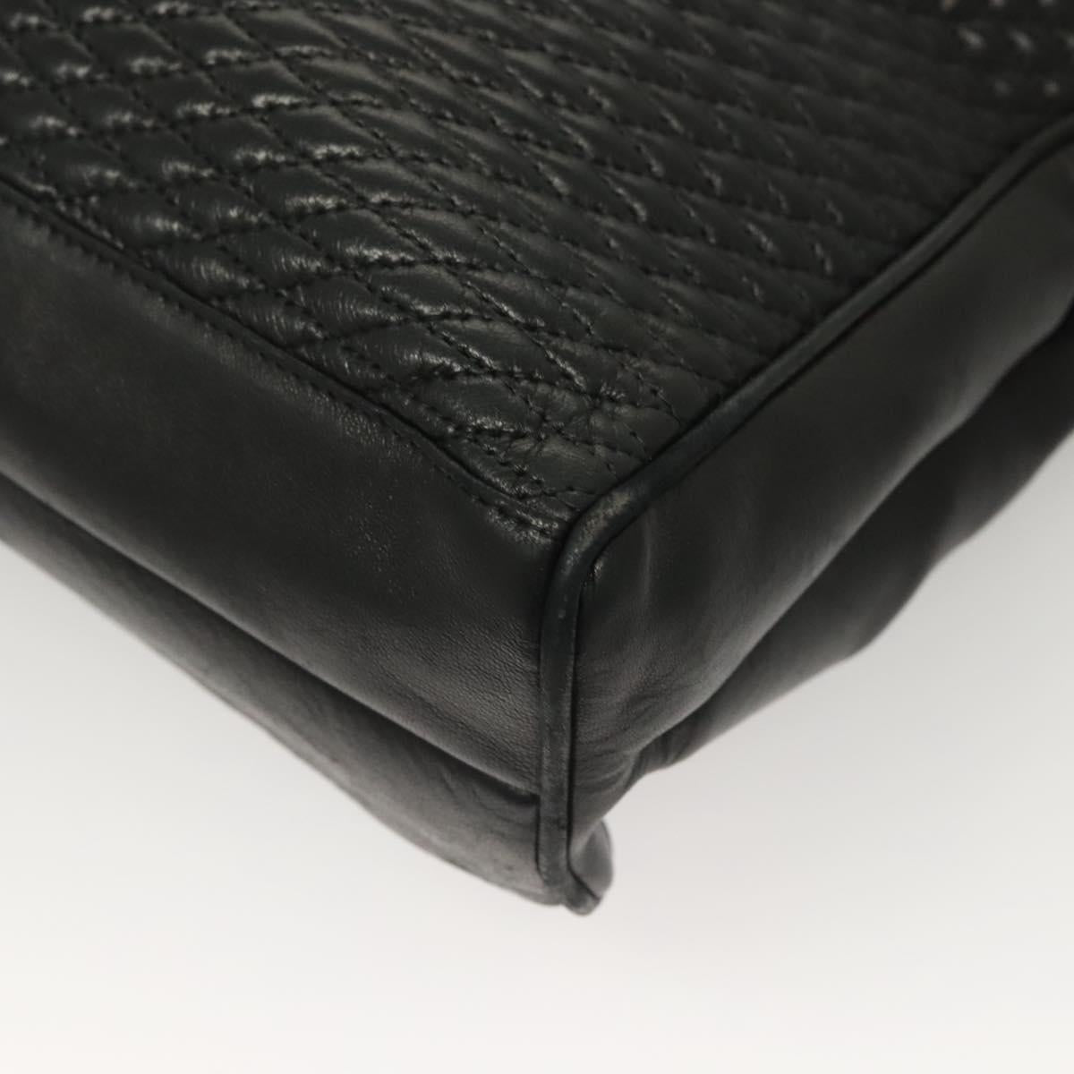 BALLY Tote Bag Leather Black Gold Auth BA3412