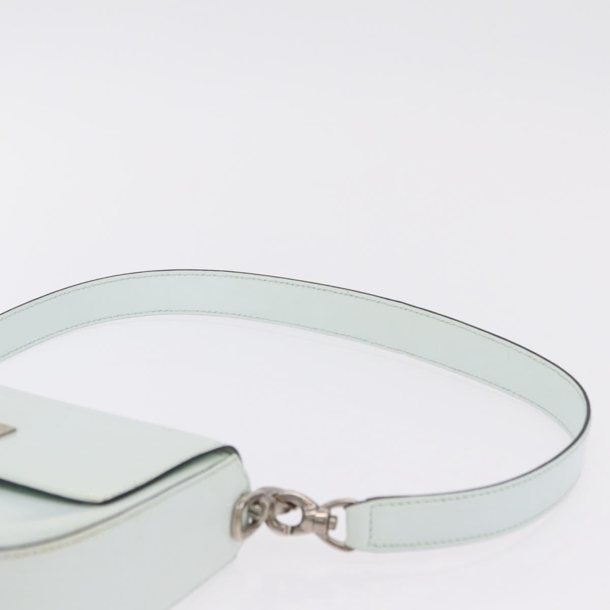 CELINE Shoulder Bag Leather Peppermint Silver Auth BA3419