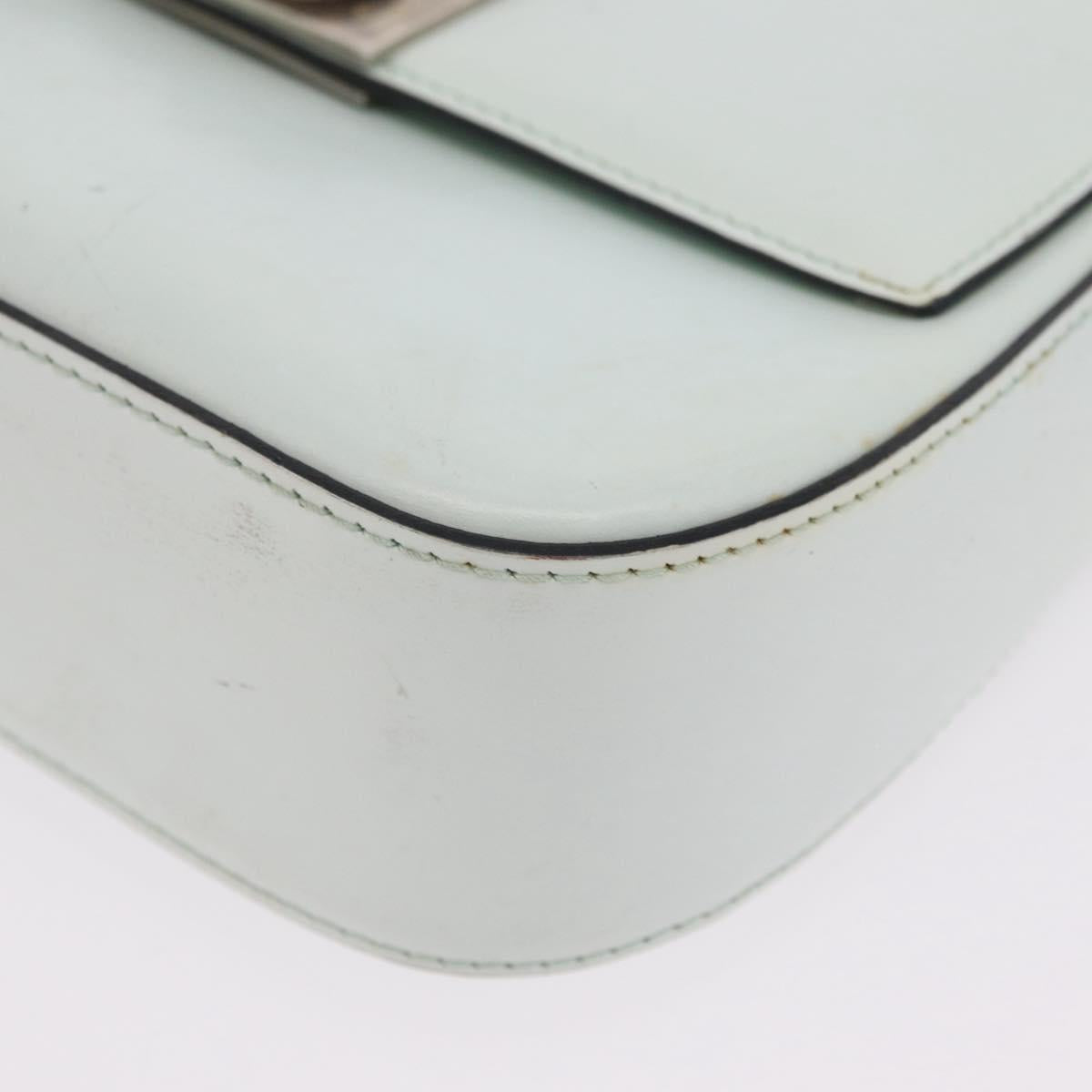 CELINE Shoulder Bag Leather Peppermint Silver Auth BA3419