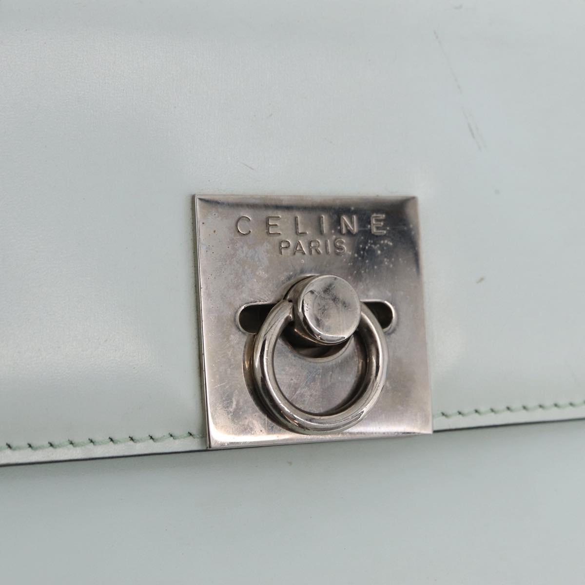 CELINE Shoulder Bag Leather Peppermint Silver Auth BA3419