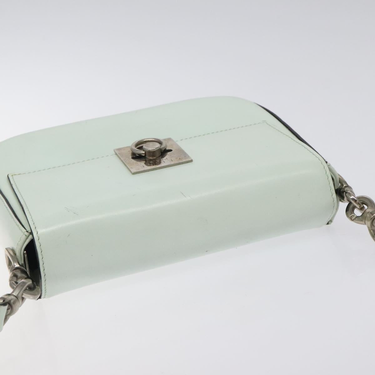 CELINE Shoulder Bag Leather Peppermint Silver Auth BA3419