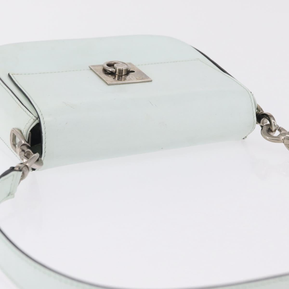 CELINE Shoulder Bag Leather Peppermint Silver Auth BA3419