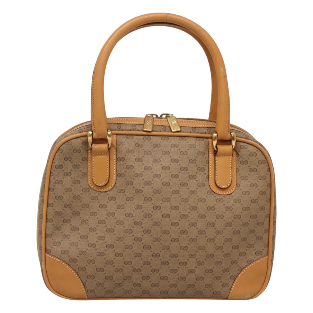 GUCCI Micro GG Supreme Hand Bag PVC Beige Gold 000 39 0030 Auth BA3431