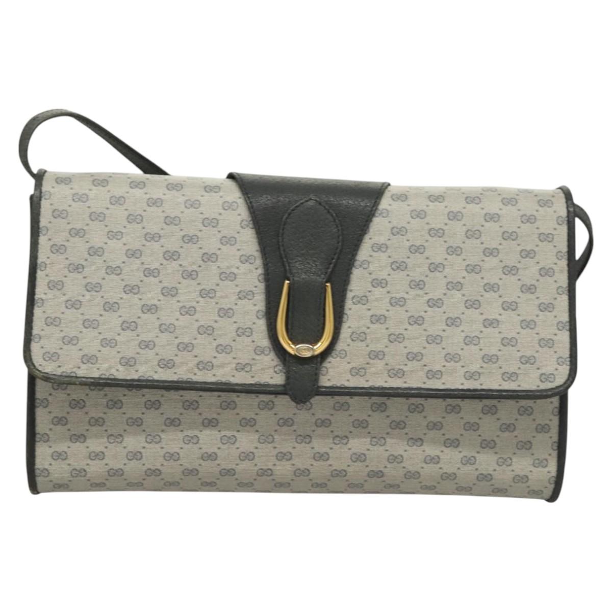 GUCCI Micro GG Supreme Shoulder Bag PVC Navy Gold 89 02 050 Auth BA3432