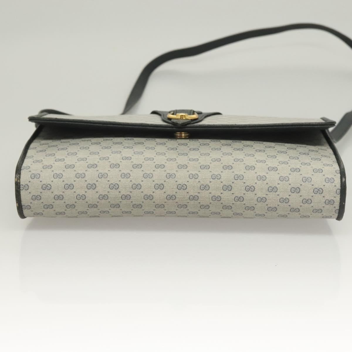 GUCCI Micro GG Supreme Shoulder Bag PVC Navy Gold 89 02 050 Auth BA3432