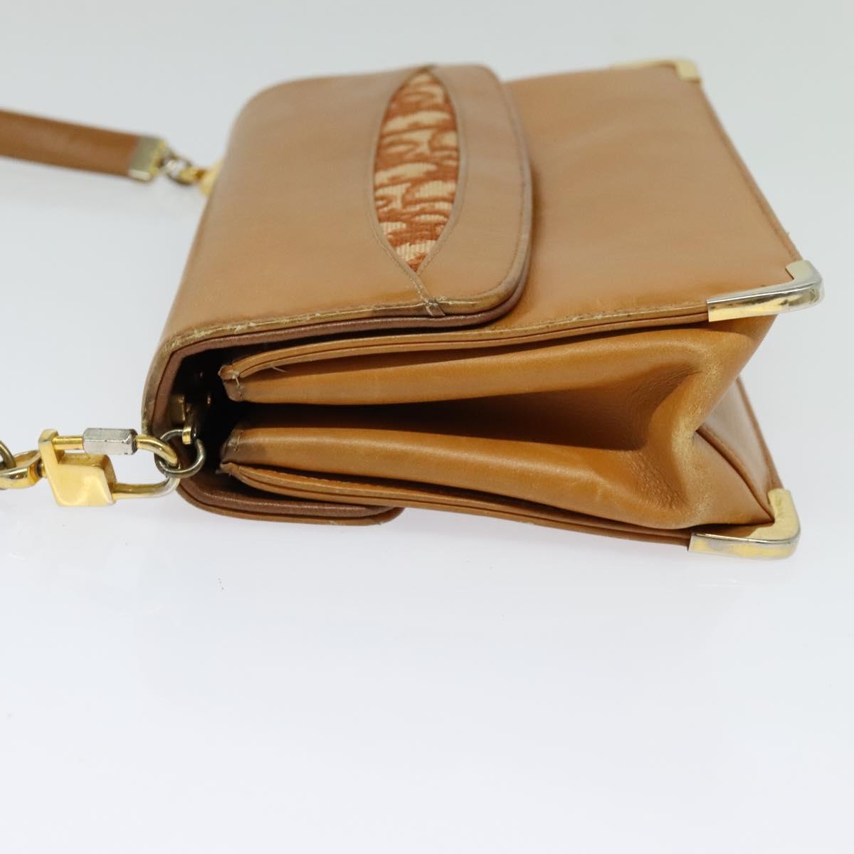Christian Dior Shoulder Bag Leather Beige Gold Auth BA3445