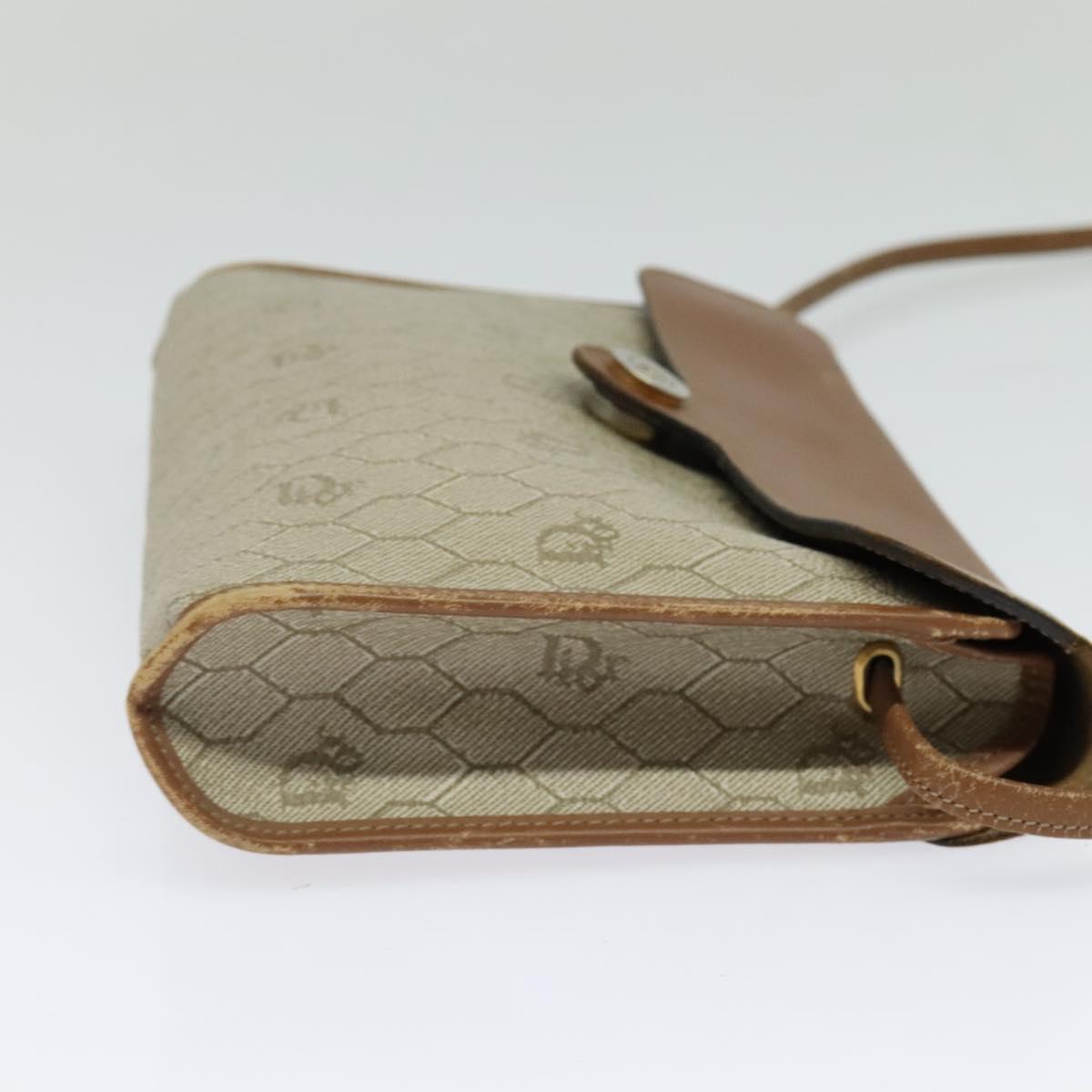 Christian Dior Honeycomb Canvas Shoulder Bag PVC Beige Auth BA3448