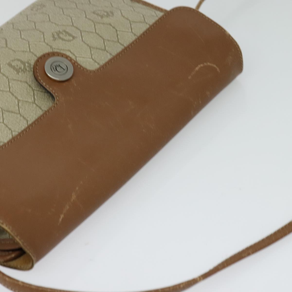 Christian Dior Honeycomb Canvas Shoulder Bag PVC Beige Auth BA3448
