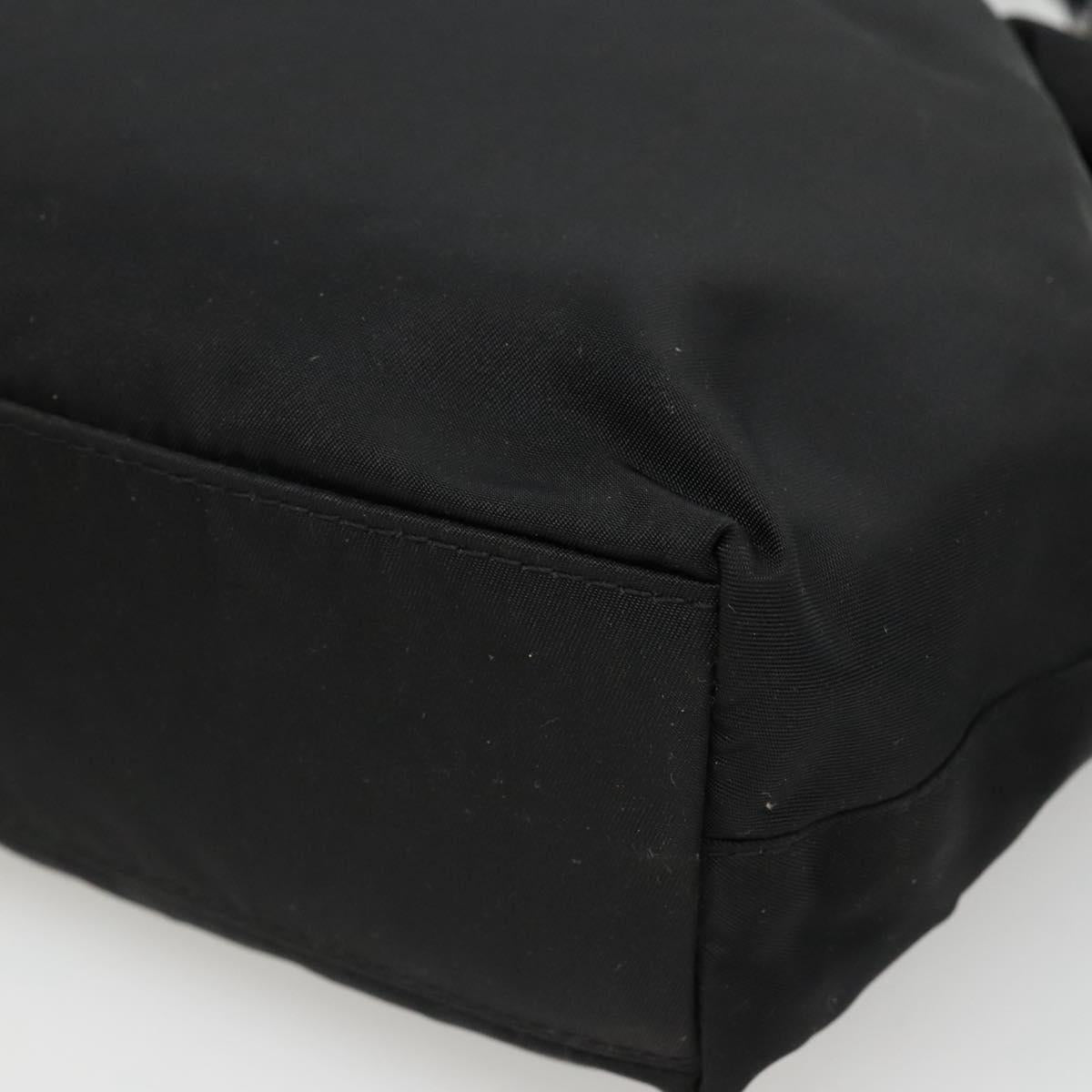 Christian Dior Maris Pearl Hand Bag Nylon Black Silver Auth BA3451