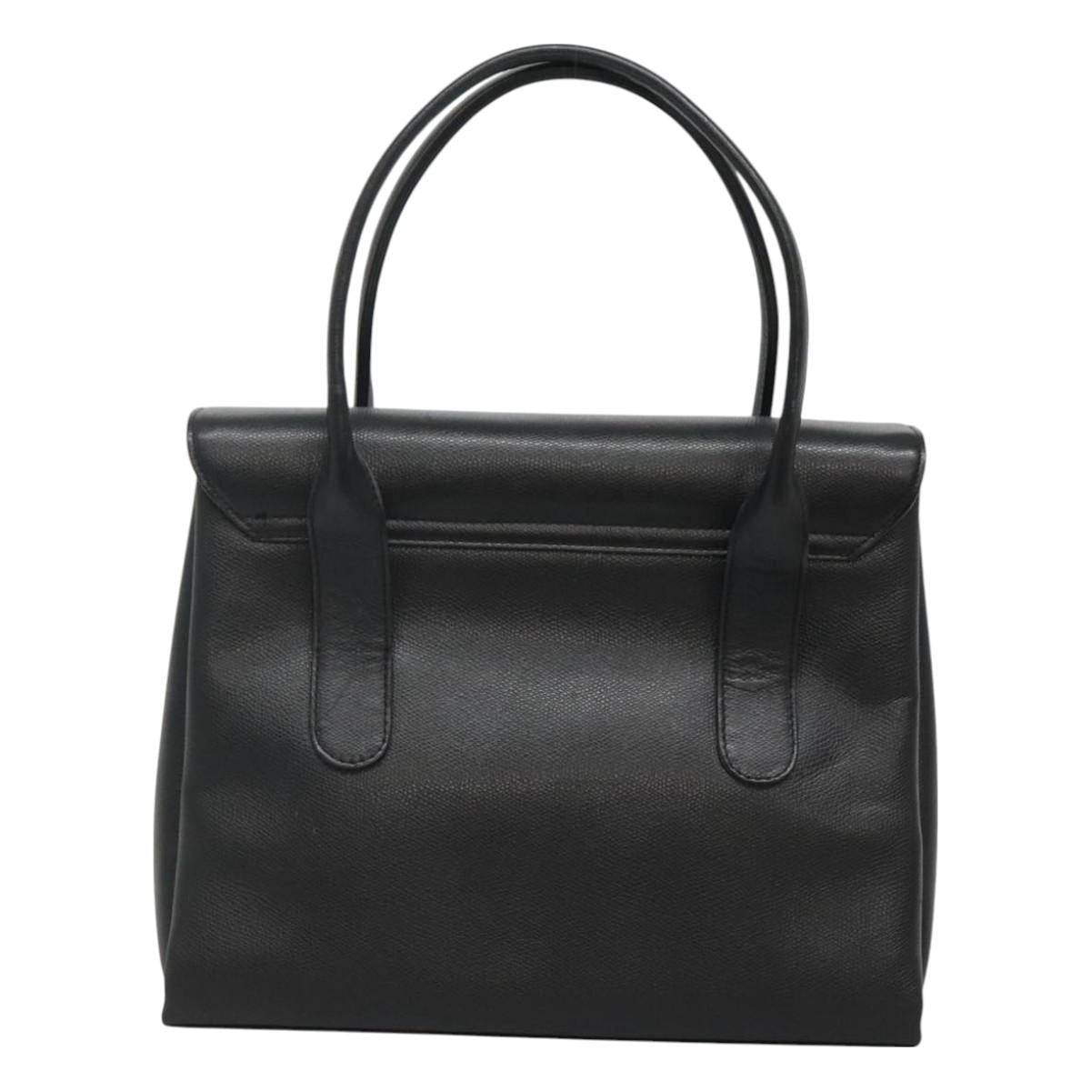 MCM Hand Bag Leather Black Gold Auth BA3459