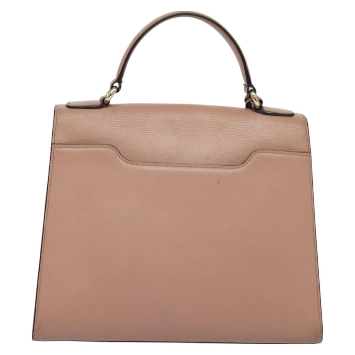 Salvatore Ferragamo Vala Hand Bag Leather 2way Pink Gold Auth BA3463