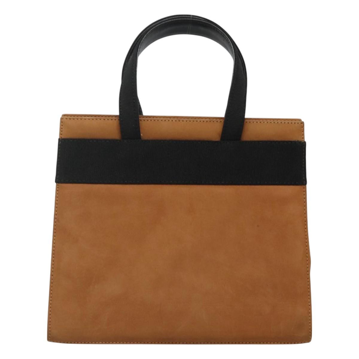 Salvatore Ferragamo Vala Hand Bag Suede Brown Gold Auth BA3464