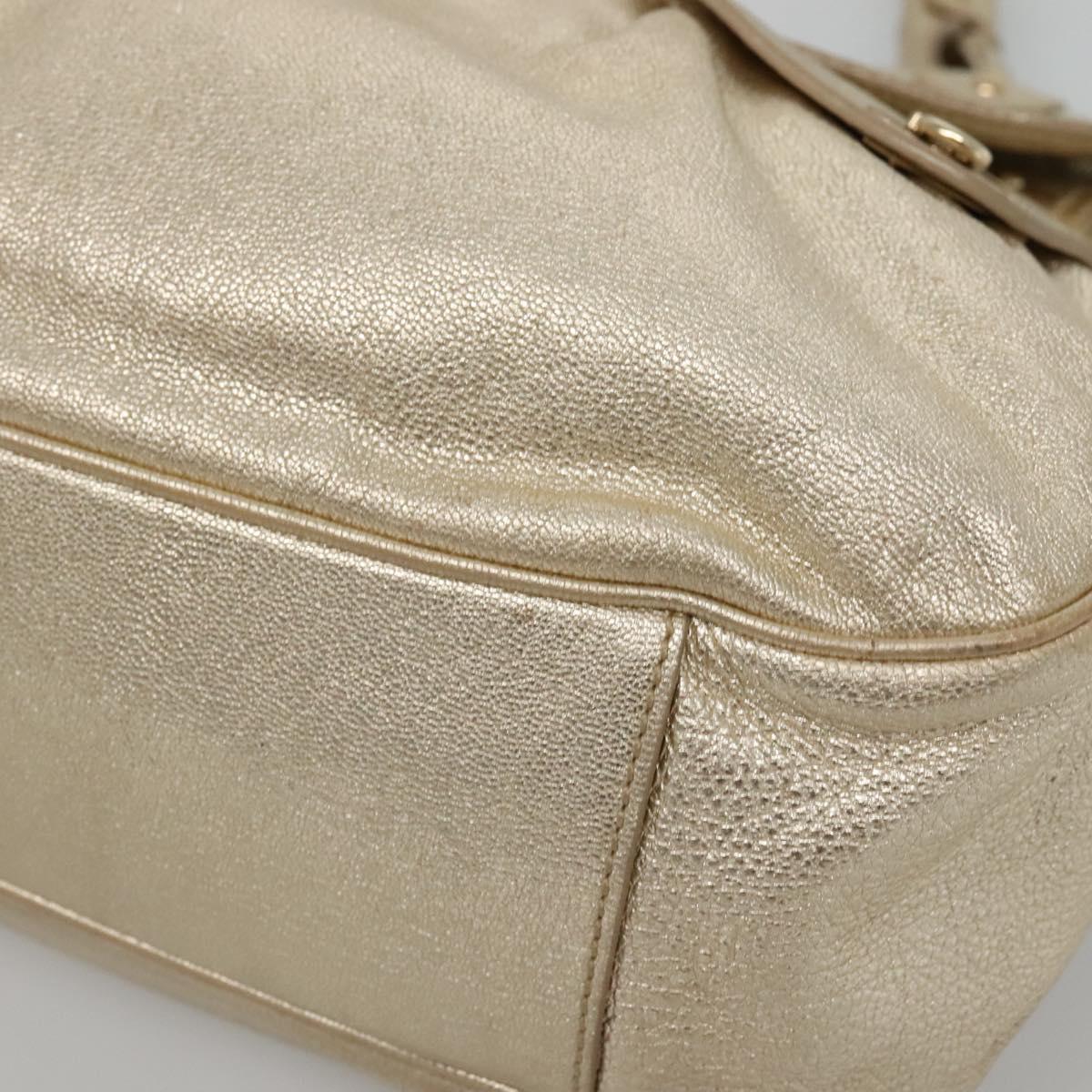 Salvatore Ferragamo Gancini Bag Leather Champagne Gold Gold Auth BA3466V