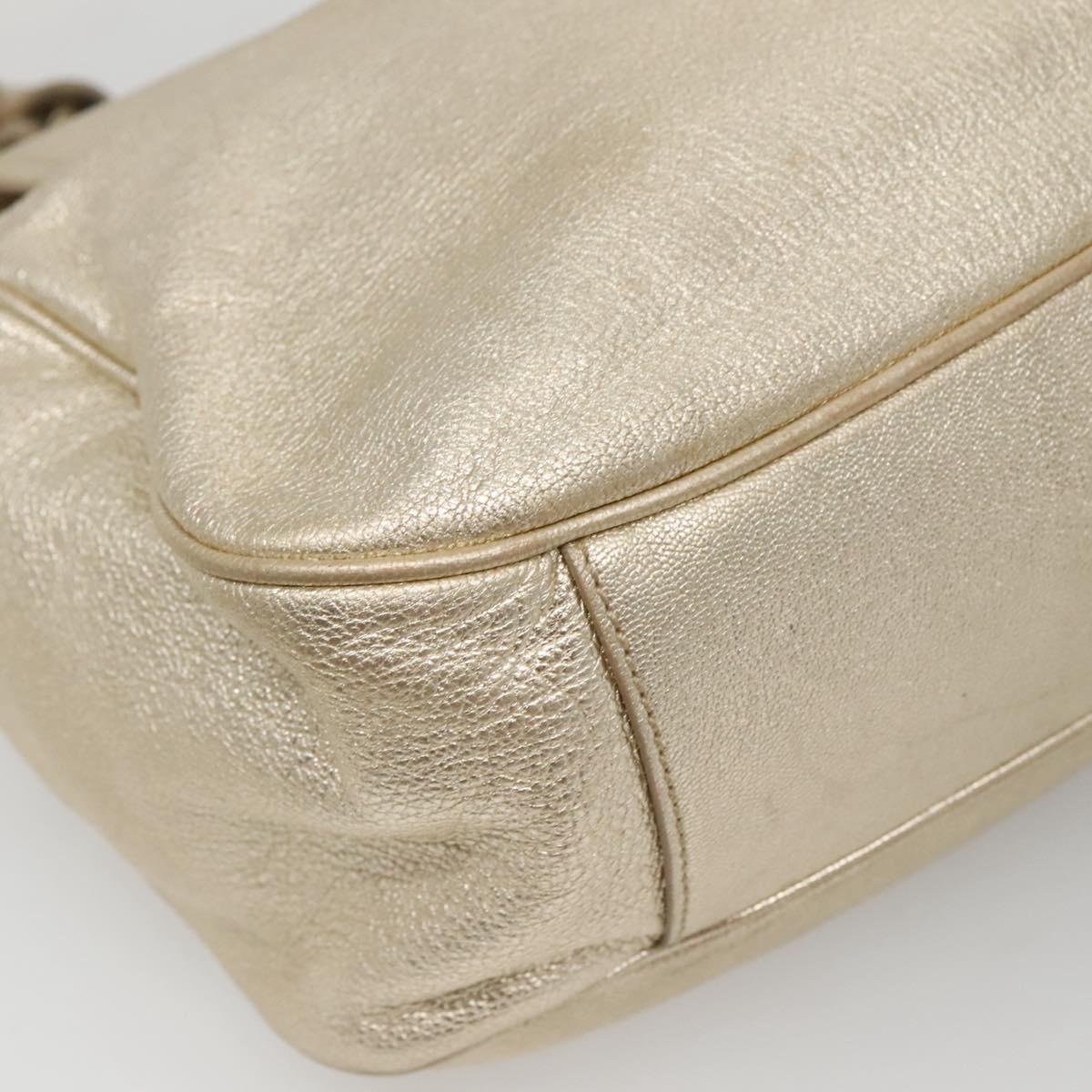 Salvatore Ferragamo Gancini Bag Leather Champagne Gold Gold Auth BA3466V