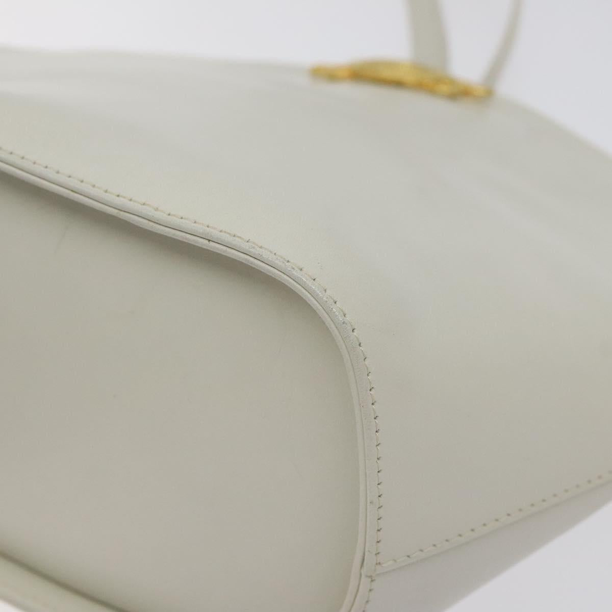 Salvatore Ferragamo Shoulder Bag Leather White Gold Auth BA3469