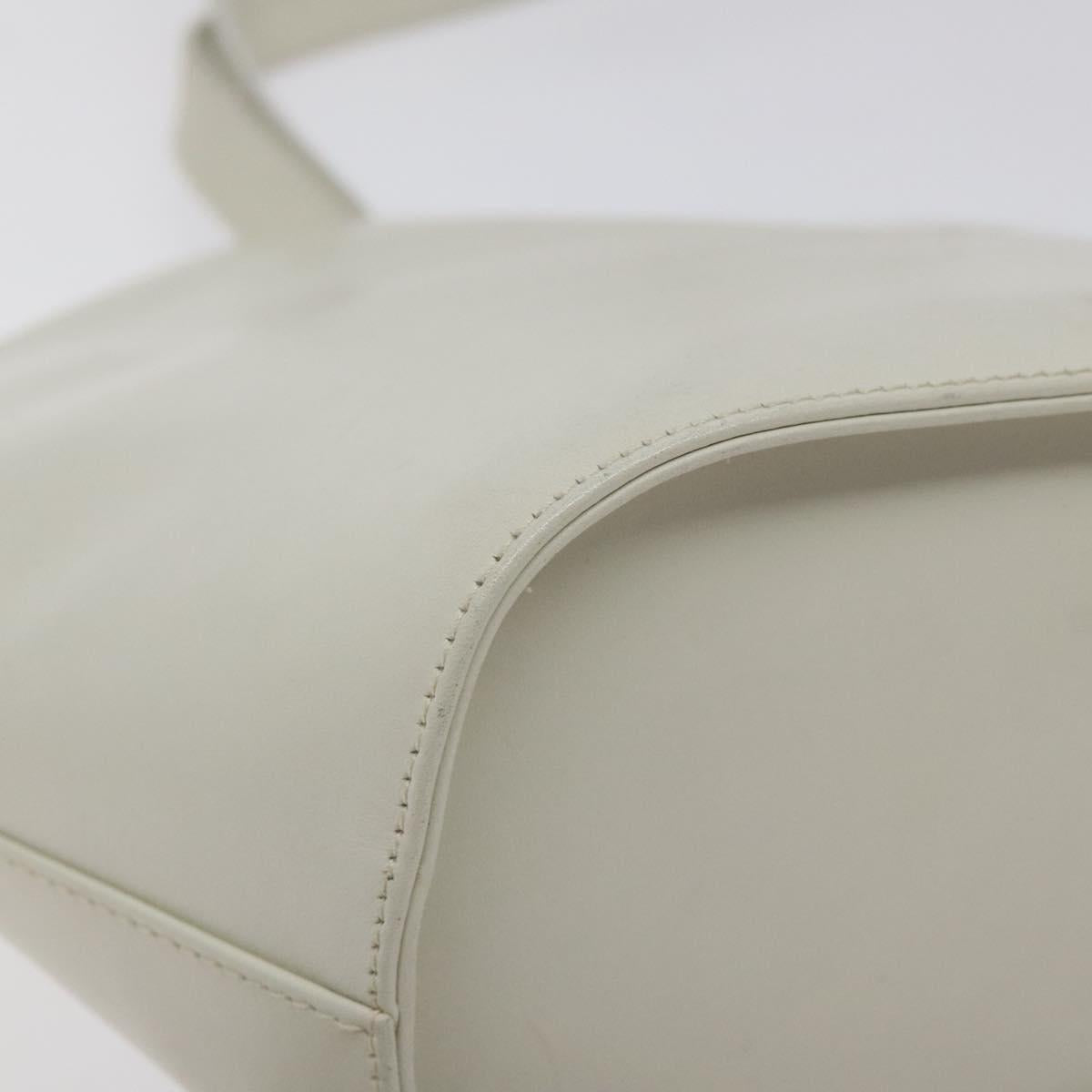 Salvatore Ferragamo Shoulder Bag Leather White Gold Auth BA3469