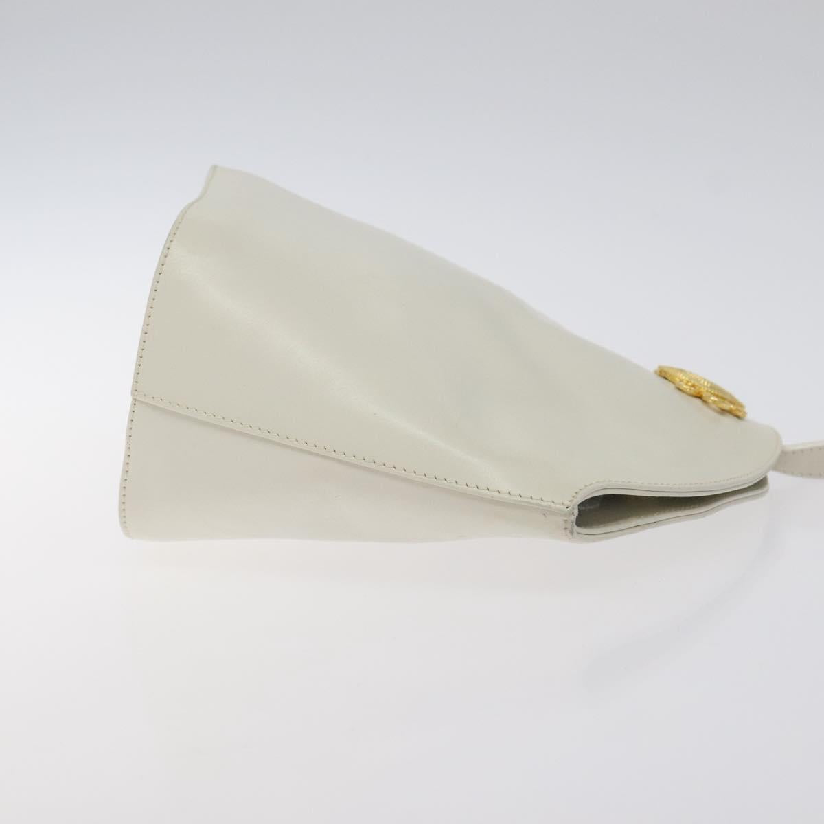 Salvatore Ferragamo Shoulder Bag Leather White Gold Auth BA3469