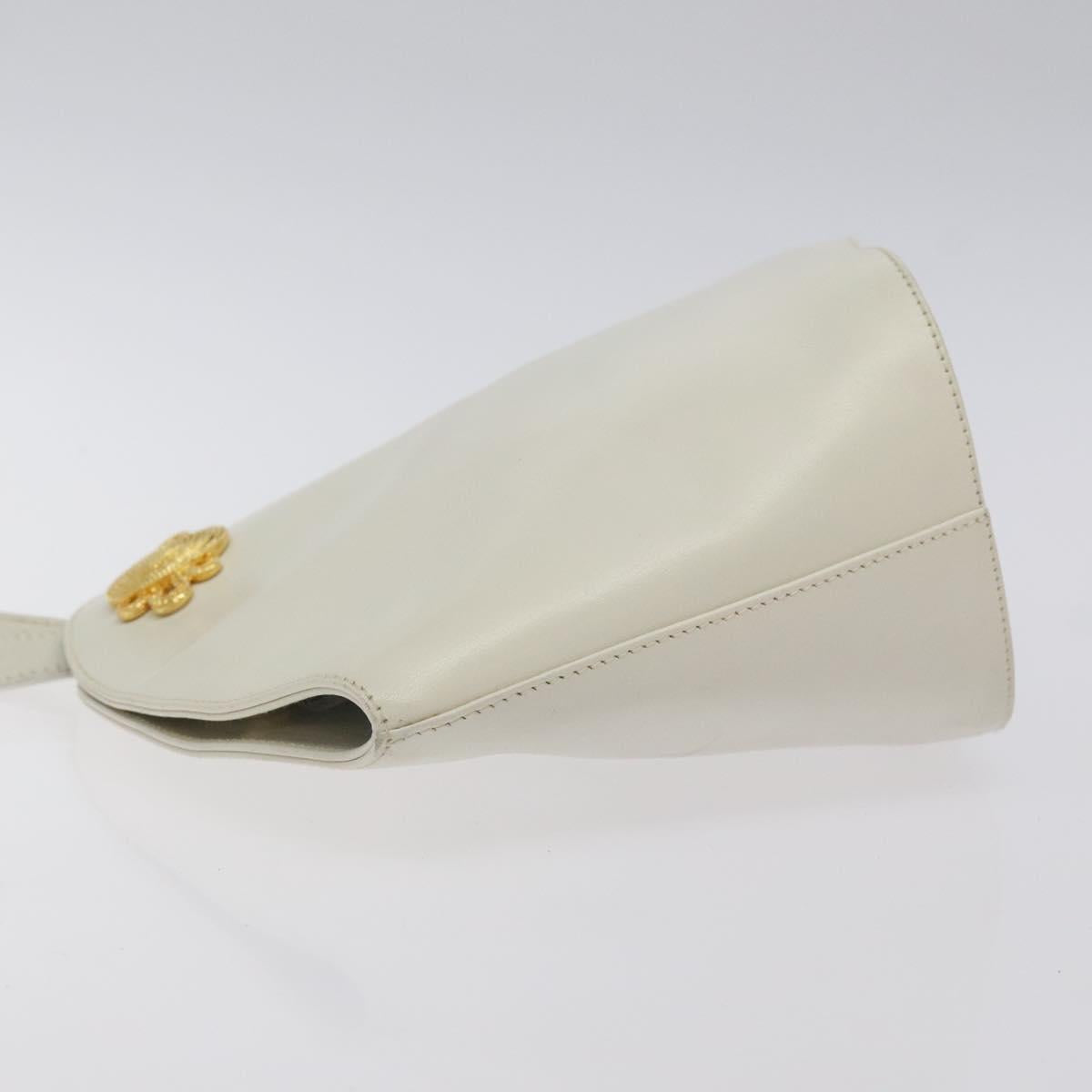 Salvatore Ferragamo Shoulder Bag Leather White Gold Auth BA3469