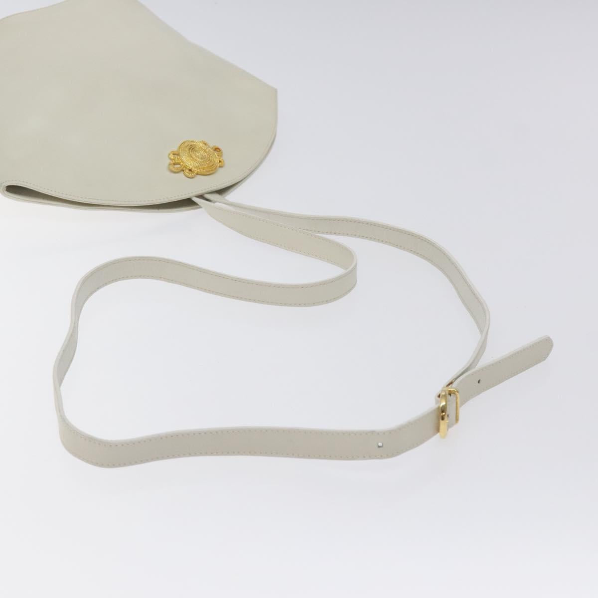 Salvatore Ferragamo Shoulder Bag Leather White Gold Auth BA3469