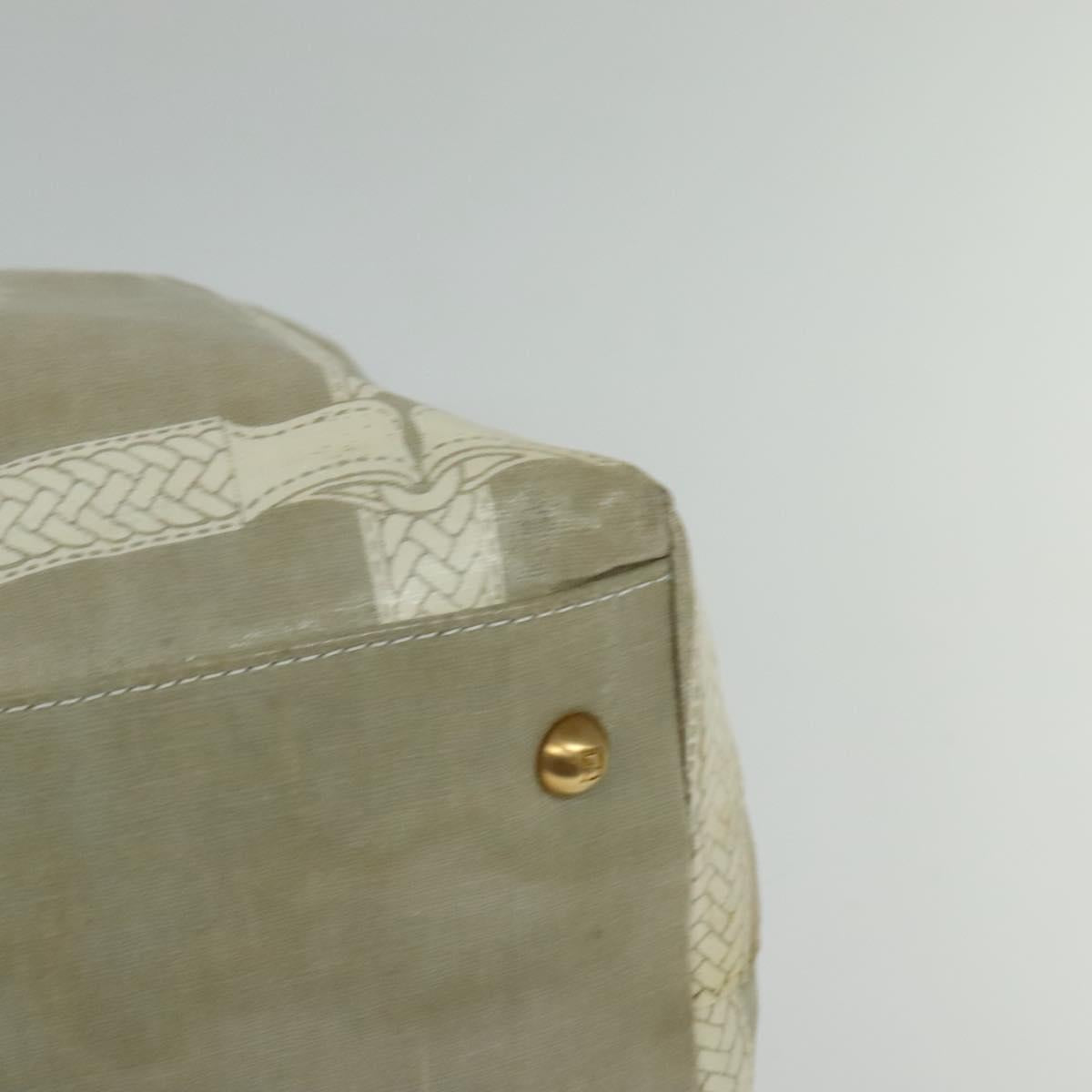 FENDI Celeria Tote Bag Coated Canvas Beige Gold Auth BA3471