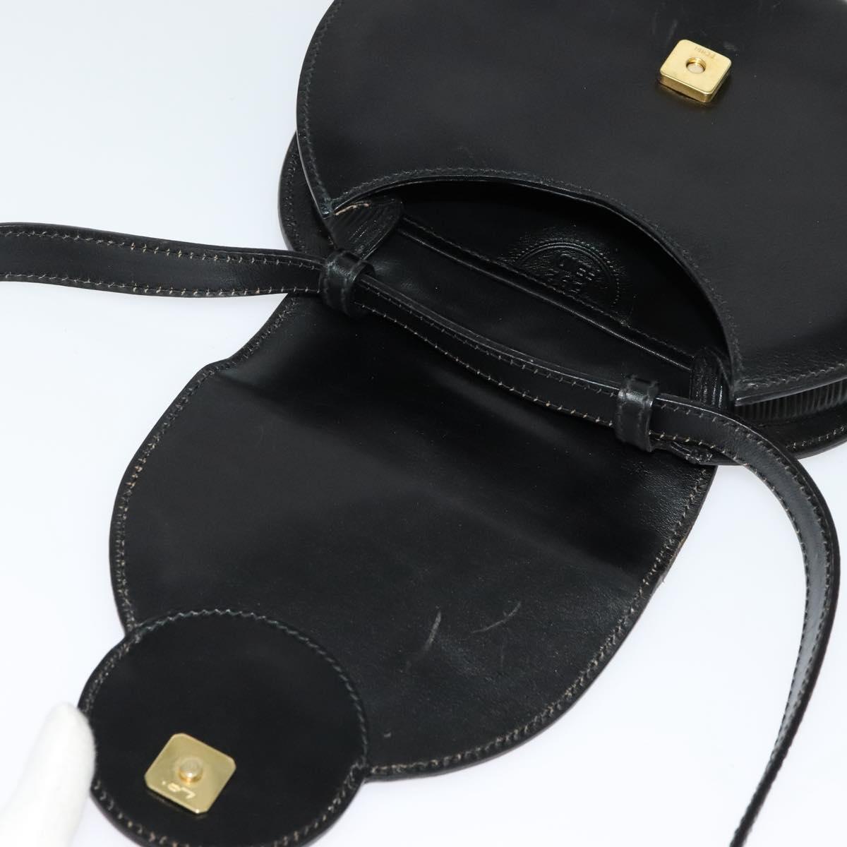 FENDI Shoulder Bag Leather Black Gold Auth BA3472