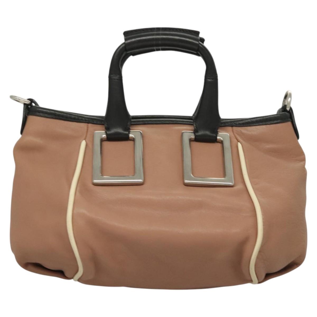 Chloe Etel Hand Bag Leather 2way Pink Silver Auth BA3474