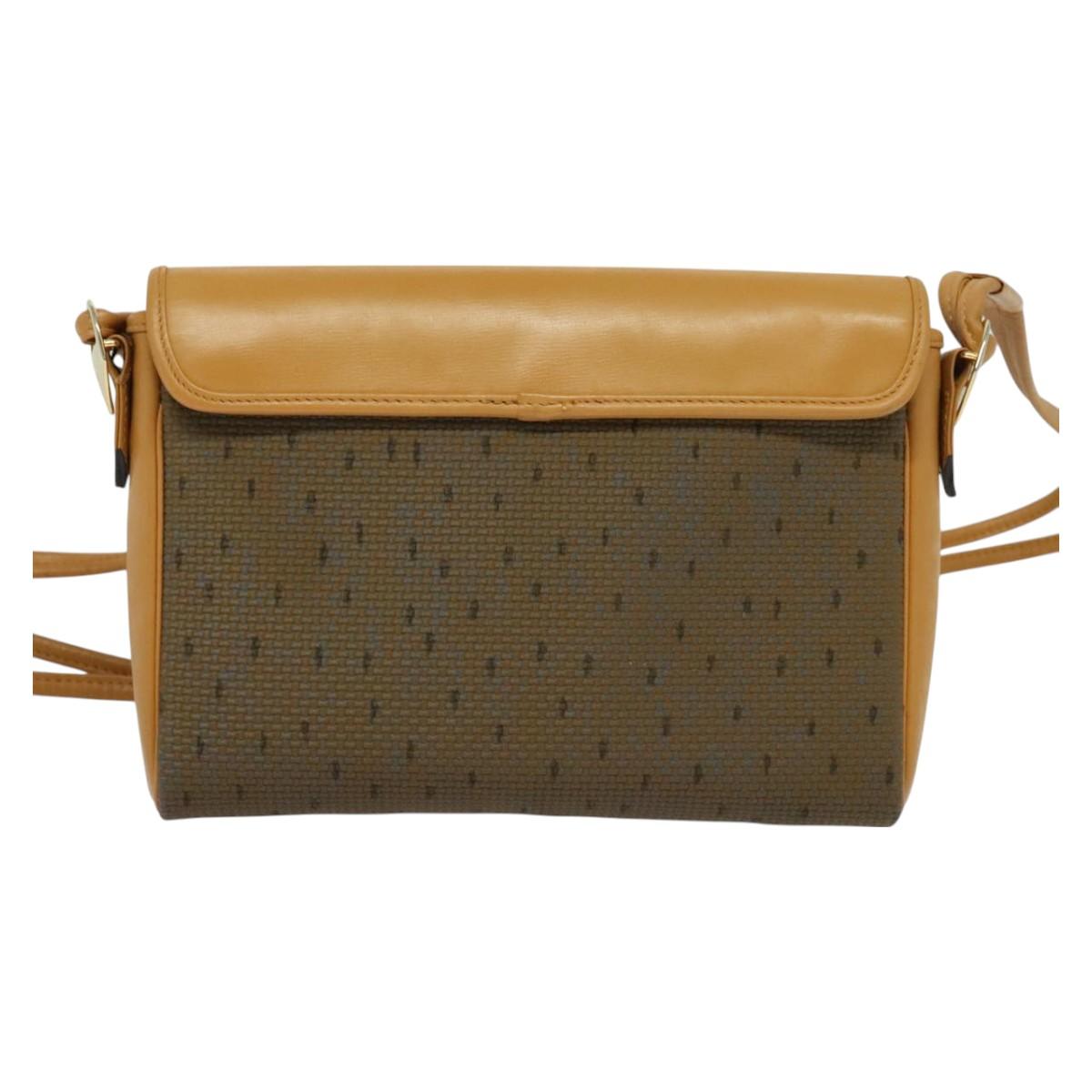 SAINT LAURENT Shoulder Bag PVC Beige Gold Auth BA3479