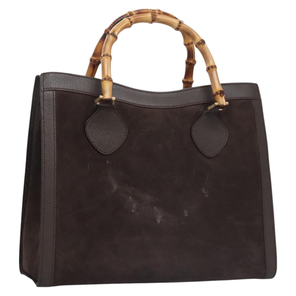 GUCCI Bamboo Hand Bag Suede Brown Gold 002 2853 0260 0 Auth BA348