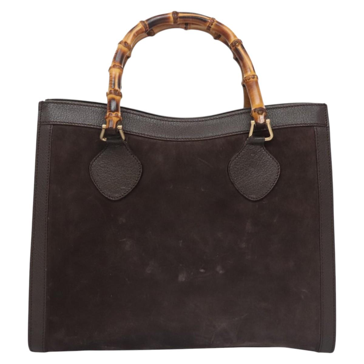 GUCCI Bamboo Hand Bag Suede Brown Gold 002 2853 0260 0 Auth BA348