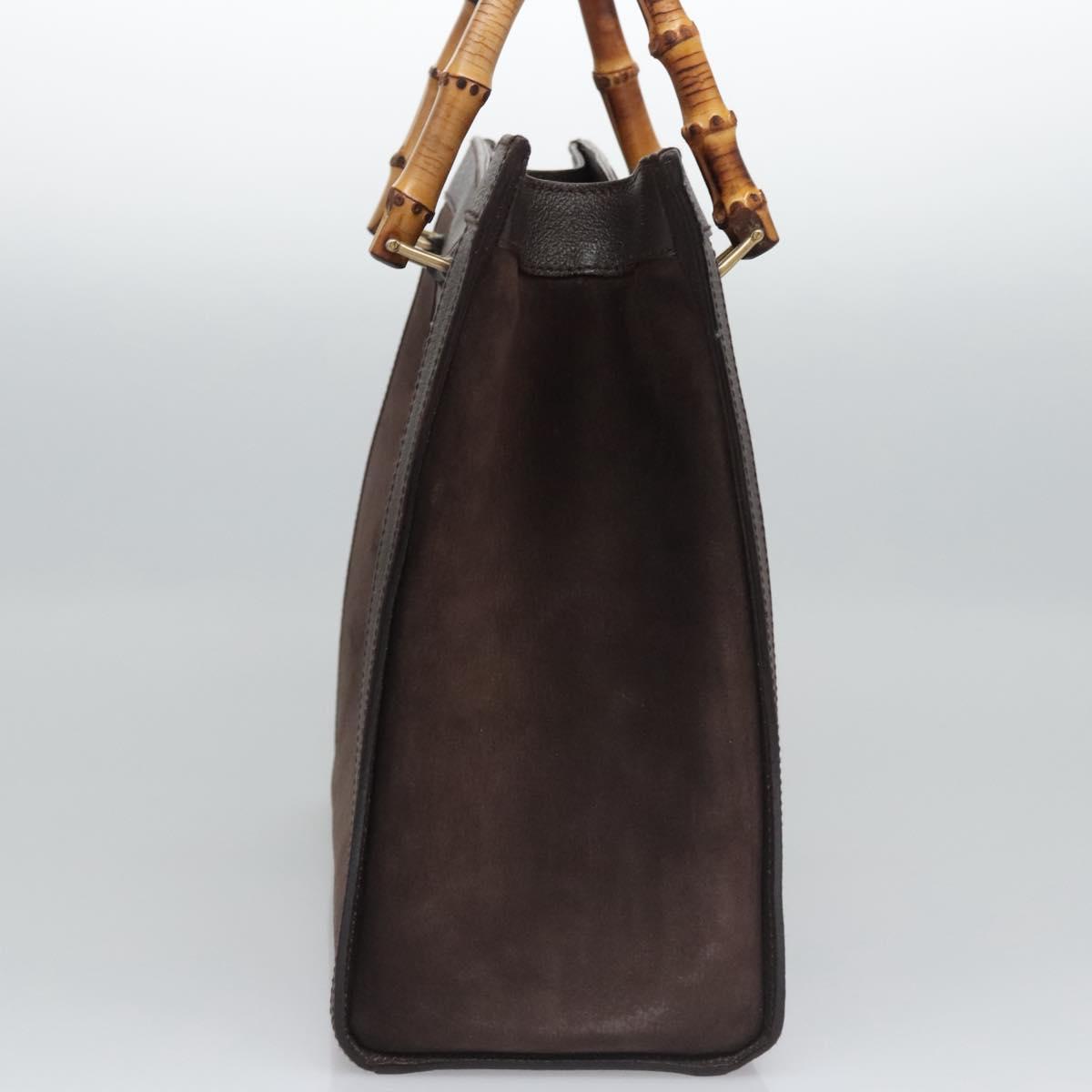 GUCCI Bamboo Hand Bag Suede Brown Gold 002 2853 0260 0 Auth BA348