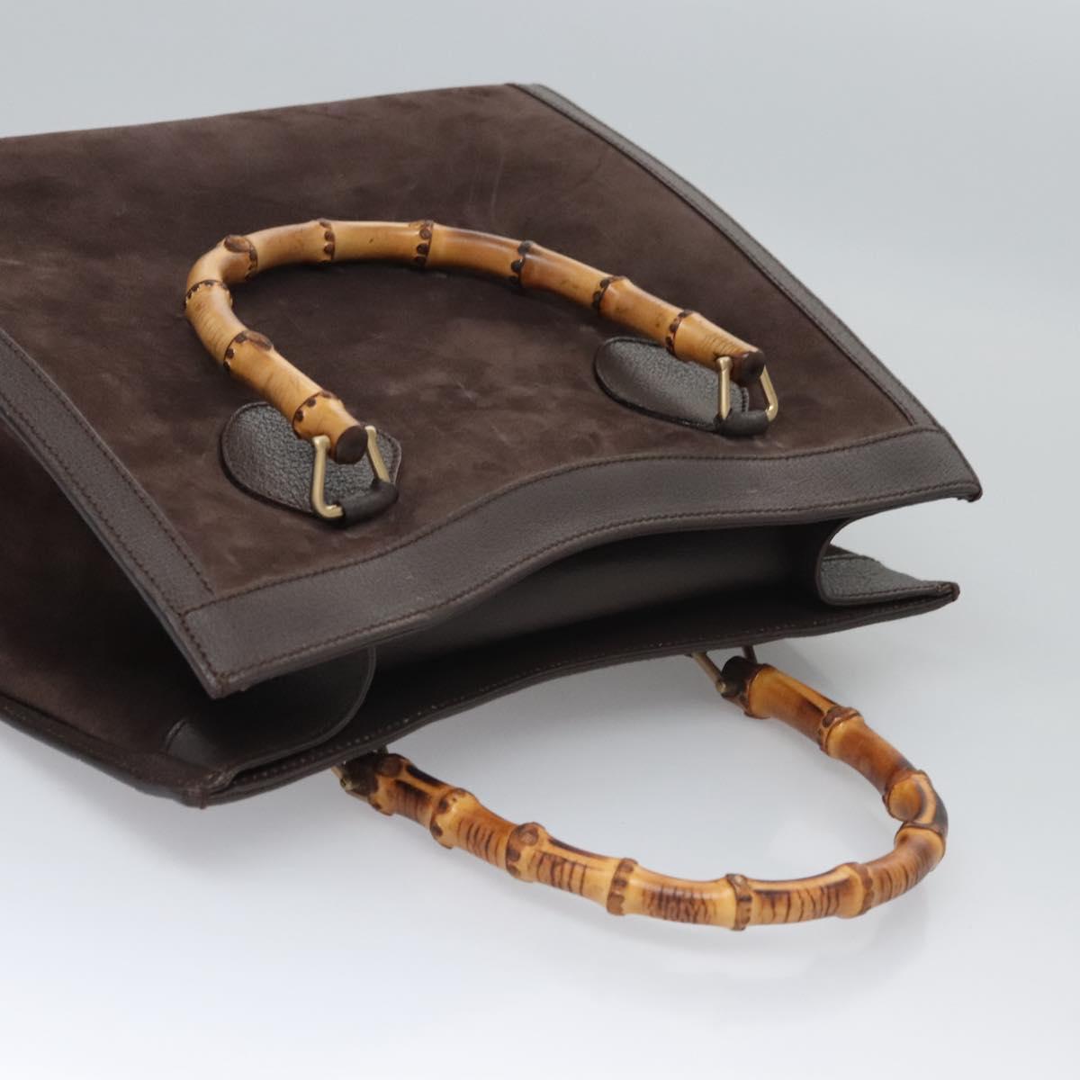 GUCCI Bamboo Hand Bag Suede Brown Gold 002 2853 0260 0 Auth BA348