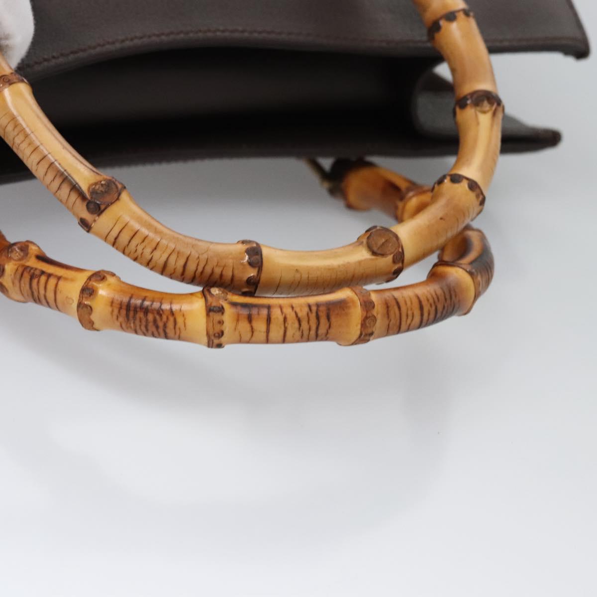 GUCCI Bamboo Hand Bag Suede Brown Gold 002 2853 0260 0 Auth BA348