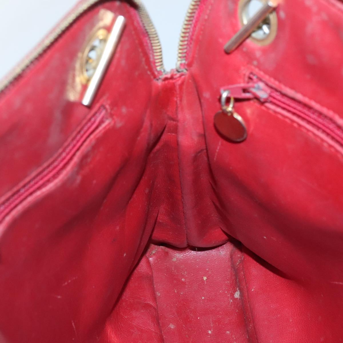 CHANEL Matelasse Chain Shoulder Bag Lamb Skin Red Gold CC Auth BA3499