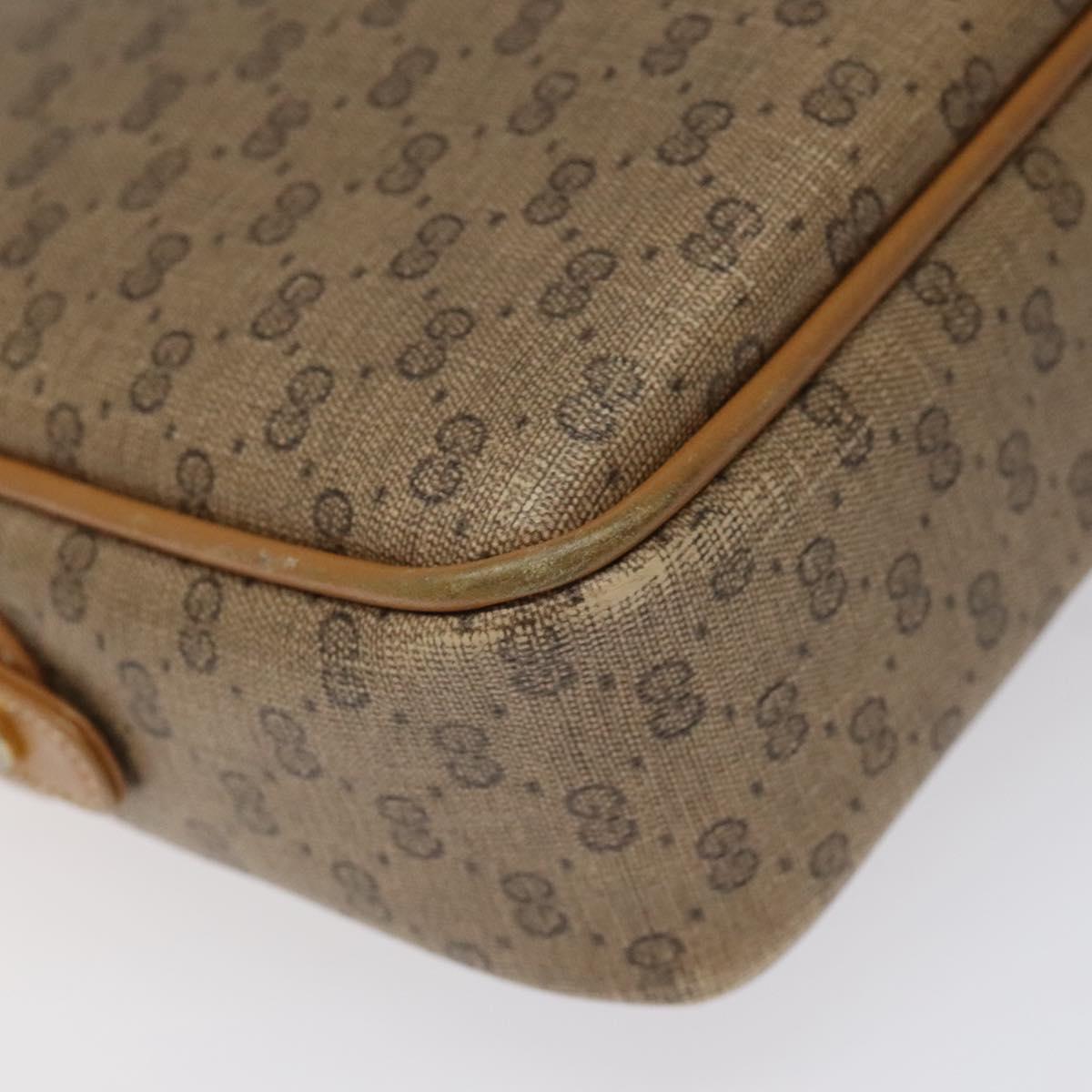 GUCCI Micro GG Supreme Shoulder Bag PVC Leather Brown Gold Auth BA351