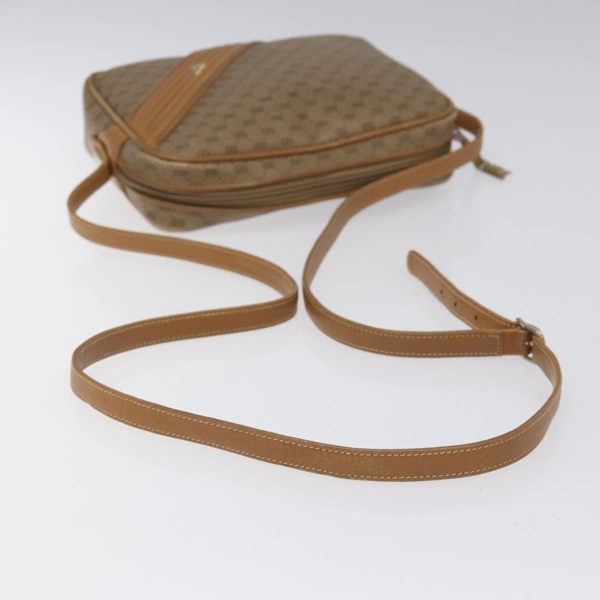 GUCCI Micro GG Supreme Shoulder Bag PVC Leather Brown Gold Auth BA351