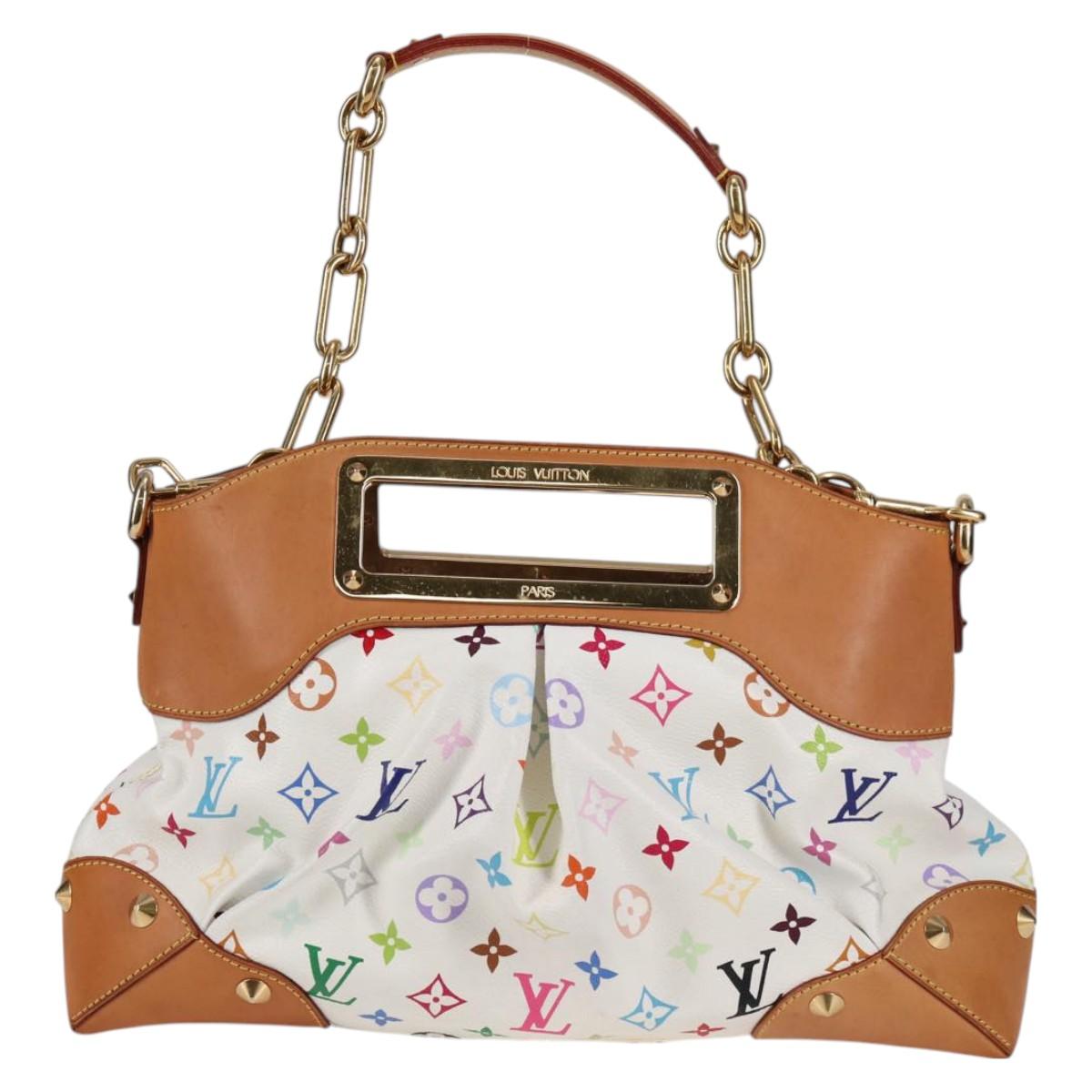 LOUIS VUITTON Monogram Multicolor Judy MM Bag 2Way White M40255 LV Auth BA3511V