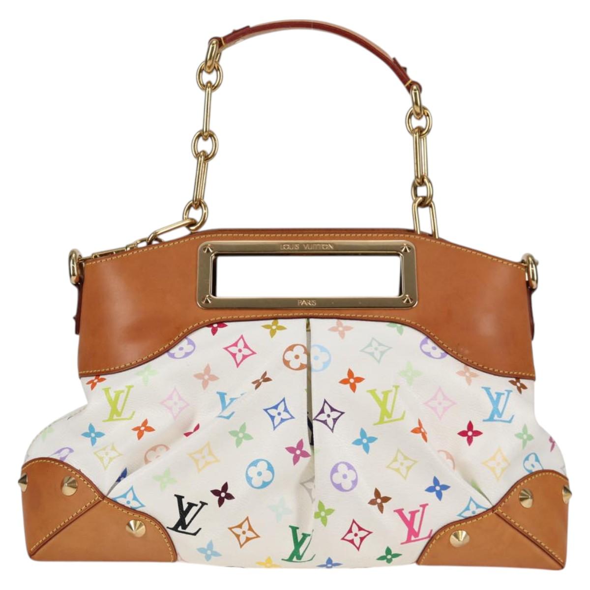 LOUIS VUITTON Monogram Multicolor Judy MM Bag 2Way White M40255 LV Auth BA3511V